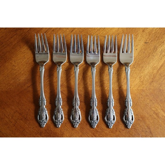 Lot 6x Oneida Community Brahms Salad Forks Stainless 6.75" Betty Crocker Pierced - Picture 3 of 10